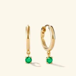 Mejuri Round Green Agate Hoops
